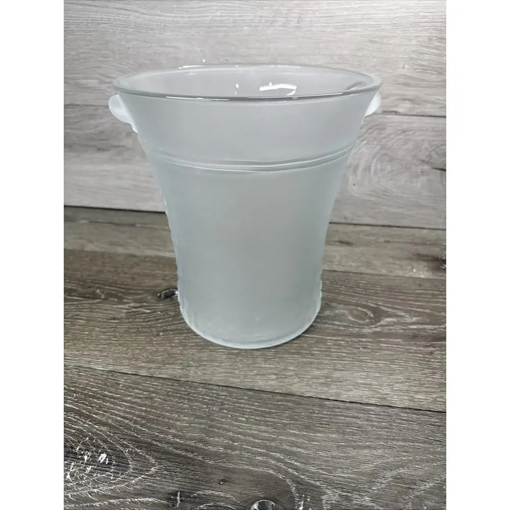 Vintage Italian Frosted Glass Ice Champagne Bucket Raised Grape Pattern 8.5”